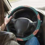 Personalised Watercolour Birth Flower Non-slip Elastic Car Steering Wheel Protective Cover with 1-3 Names Birthday Gift for Family Friend Car Owner