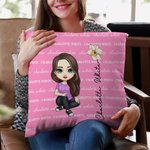 Personalised Cute Cartoon Character Birth Flower Throw Pillow Cover with Name Home Decor Birthday Christmas Gift for Boys Girls