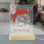 Gepersonaliseerde Smiley Kerstman Namen 7 Kleuren Veranderend LED Nachtlampje met Houten Voet Festival Home Decor Kerstcadeau voor Familie