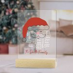 Gepersonaliseerde Smiley Kerstman Namen 7 Kleuren Veranderend LED Nachtlampje met Houten Voet Festival Home Decor Kerstcadeau voor Familie