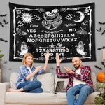 Personalized Halloween Couple Skull Ouija Board Pattern Tapestry with Name Home Decor Halloween Party Gift for Couple Family