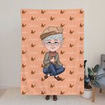 Personalized Cartoon Character Butterfly Name Blanket Christmas Birthday Gift for Grandma Mom