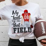 Personalised That's My Boy My Heart Is On That Field Football Theme T-shirt Sweatshirt with Number Name Birthday Team Game Day Gift for Football Mom