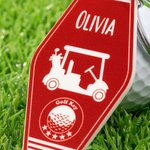 Personalized Retro Motel Acrylic Golf Cart Keychain with Name Text Golf Accessories Sports Club Gift for Golfer