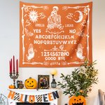 Personalized Halloween Couple Skull Ouija Board Pattern Tapestry with Name Home Decor Halloween Party Gift for Couple Family