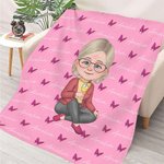 Personalized Cartoon Character Butterfly Name Blanket Christmas Birthday Gift for Grandma Mom