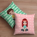 Personalizado lindo personaje de dibujos animados suave doble cara impresa funda de almohada con nombre decoración del hogar cumpleaños regalo de Navi