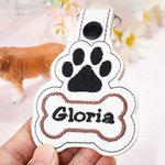 Personalized Dog Paw Bone Leather Keychain with Embroidery Name Bag Pet Waistcoat  Decoration Christmas Birthday Gift for Pet Lover