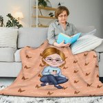 Personalized Cartoon Character Butterfly Name Blanket Christmas Birthday Gift for Grandma Mom