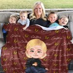 Personalized Cartoon Character Butterfly Name Blanket Christmas Birthday Gift for Grandma Mom