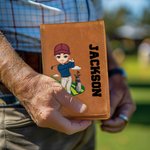 Personalized Cartoon Figure Portable Golf Scorecard Holder with Name Golf Accessories Birthday Gift for Golf Lover