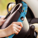 Personalised Multicolor Heart Flower Face Photo Anti-Slip Car Steering Wheel Cover with Name Car Accessories Birthday Gift for Car Owner