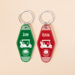 Personalized Retro Motel Acrylic Golf Cart Keychain with Name Text Golf Accessories Sports Club Gift for Golfer
