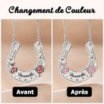 Collier Personnalisé avec Nom Gravé Forme Fer à Cheval et Rose Porte-bonheur Cadeau Anniversaire Fiançailles Mariage pour Mariée