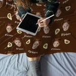 Personalized Multicolour Heart Flower Face Photo Soft Throw Blanket with Name Birthday Christmas Home Decor Gift for Family