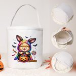 Personalized Watercolour Pumpkin Wizard Animal Reusable Sweets Basket with Name Halloween Trick or Treat Activity Gift for Boys Girls