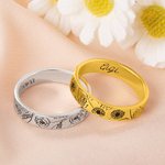 Henkilökohtainen Dainty syntymä kukka rengas kaiverrettu nimi syntymäpäivä joulu korut lahja naisille