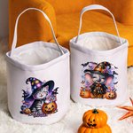 Personalized Watercolour Pumpkin Wizard Animal Reusable Sweets Basket with Name Halloween Trick or Treat Activity Gift for Boys Girls