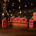 Personnalisé Halloween en bois 1-20 visage mignon citrouille Noms Décoration avec base Bureau Home Decor Cadeau d'Halloween pour Famille Ami