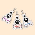 Personalized Dog Paw Bone Leather Keychain with Embroidery Name Bag Pet Waistcoat  Decoration Christmas Birthday Gift for Pet Lover