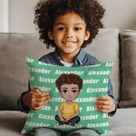 Personalizado lindo personaje de dibujos animados suave doble cara impresa funda de almohada con nombre decoración del hogar cumpleaños regalo de Navi