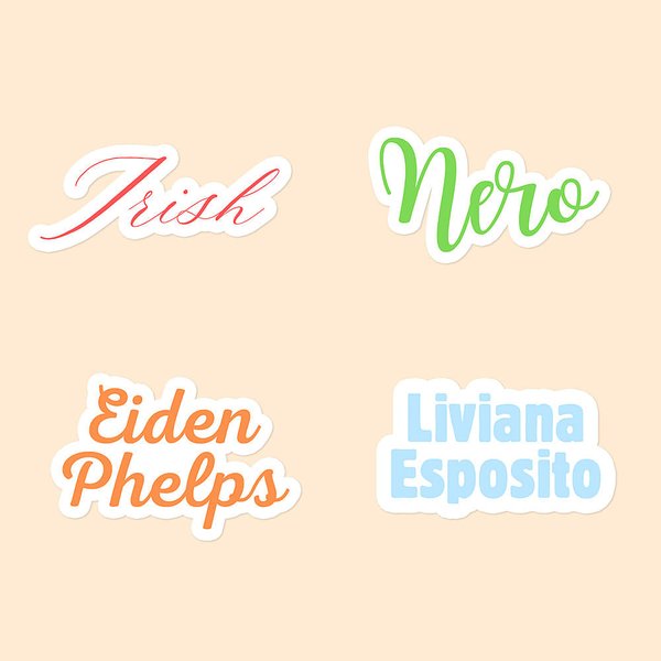 Personalised Multicolour Waterproof Vinyl Text Sticker Name Label for Laptop Notebook Water Bottle Back to School Office Gift for Women Girls
