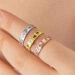 Henkilökohtainen Dainty syntymä kukka rengas kaiverrettu nimi syntymäpäivä joulu korut lahja naisille