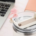 Personalised Minimalist Reusable Silicone Straw Topper with Initial Charm Accessory for Stanley Cup Birthday Travel Gift for Women