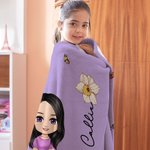 Personalizzato personaggio dei cartoni animati Farfalla Multicolore Morbida coperta accogliente con nome e fiore di nascita Home Decor Regalo di compl