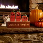 Personnalisé Halloween en bois 1-20 visage mignon citrouille Noms Décoration avec base Bureau Home Decor Cadeau d'Halloween pour Famille Ami