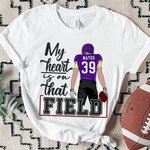 Personalised That's My Boy My Heart Is On That Field Football Theme T-shirt Sweatshirt with Number Name Birthday Team Game Day Gift for Football Mom