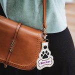 Personalized Dog Paw Bone Leather Keychain with Embroidery Name Bag Pet Waistcoat  Decoration Christmas Birthday Gift for Pet Lover