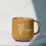 Mug en Céramique 350ml Personnalisé avec Texte et Fleur de Naissance Tasse Gravée Cadeau Anniversaire pour Femme Fille