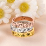 Henkilökohtainen Dainty syntymä kukka rengas kaiverrettu nimi syntymäpäivä joulu korut lahja naisille