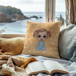 Personalizado lindo personaje de dibujos animados suave doble cara impresa funda de almohada con nombre decoración del hogar cumpleaños regalo de Navi