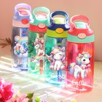 Personalized Fantasy Unicorn Theme 16oz Kid Name Water Bottle with Straw and Spill-Proof Lid Christmas Birthday Gift for Boys Girls