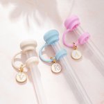 Personalised Minimalist Reusable Silicone Straw Topper with Initial Charm Accessory for Stanley Cup Birthday Travel Gift for Women