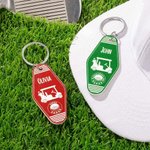 Personalized Retro Motel Acrylic Golf Cart Keychain with Name Text Golf Accessories Sports Club Gift for Golfer