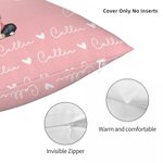 Personalised Cute Cartoon Character Heart Birth Flower Throw Pillow Cover with Name Home Decor Housewarming Birthday Gift for Family Friend