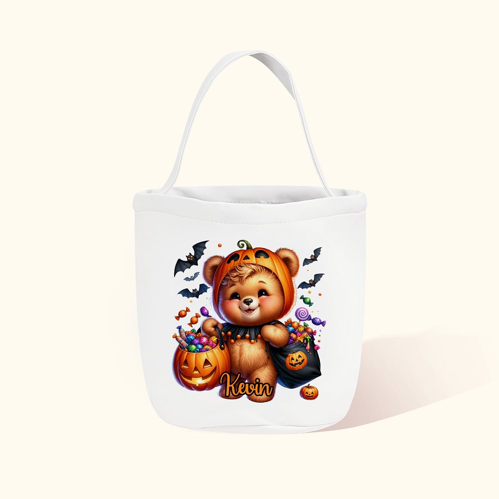 Panier à friandises personnalisé en forme de citrouille aquarelle avec nom Cadeau d'activité pour Halloween pour garçons filles