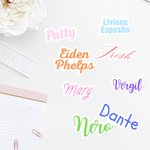 Personalised Multicolor Waterproof Vinyl Text Sticker Name Label for Laptop Notebook Water Bottle Back to School Office Gift for Women Girls