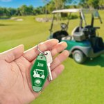 Personalized Retro Motel Acrylic Golf Cart Keychain with Name Text Golf Accessories Sports Club Gift for Golfer