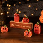 Personnalisé Halloween en bois 1-20 visage mignon citrouille Noms Décoration avec base Bureau Home Decor Cadeau d'Halloween pour Famille Ami