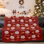 Personalized Multicolour Heart Flower Face Photo Soft Throw Blanket with Name Birthday Christmas Home Decor Gift for Family