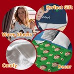 Personalized Multicolour Heart Flower Face Photo Soft Throw Blanket with Name Birthday Christmas Home Decor Gift for Family