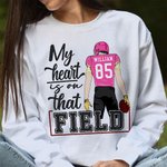 Personalised That's My Boy My Heart Is On That Field Football Theme T-shirt Sweatshirt with Number Name Birthday Team Game Day Gift for Football Mom