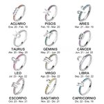 Personalizado Piedra de Nacimiento Signo de Constelación del Zodíaco Anillo de Plata de Ley Regalo de Cumpleaños para Mujer