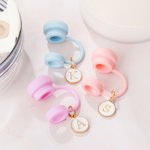 Personalised Minimalist Reusable Silicone Straw Topper with Initial Charm Accessory for Stanley Cup Birthday Travel Gift for Women