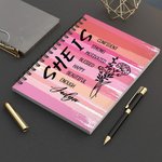 Personalized Self Care She Is Me Pink 120 Pages A5 Lined Spiral Notebook with Name and Birth Flower Birthday Affirmation Gift for Women Girls