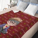 Personalized Cartoon Character Butterfly Name Blanket Christmas Birthday Gift for Grandma Mom